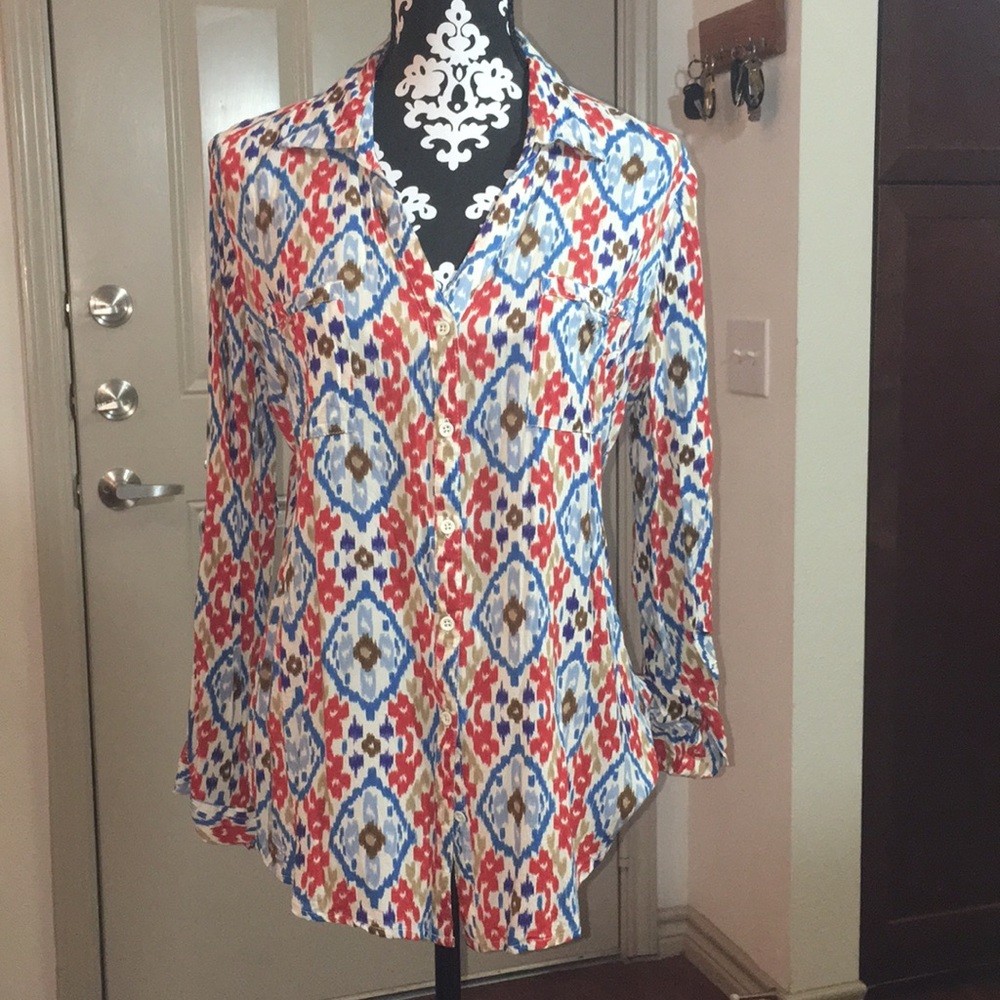 Earthy Watercolor Inspired LS Top